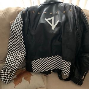 Black and white leather jacket